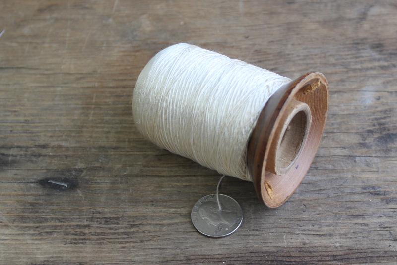 vintage spool of nylon cord, strong heavy duty sewing thread for feed bag stitching