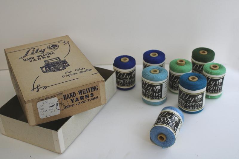 vintage spools of Lily pearl cotton crochet thread, embroidery floss or weaving cord