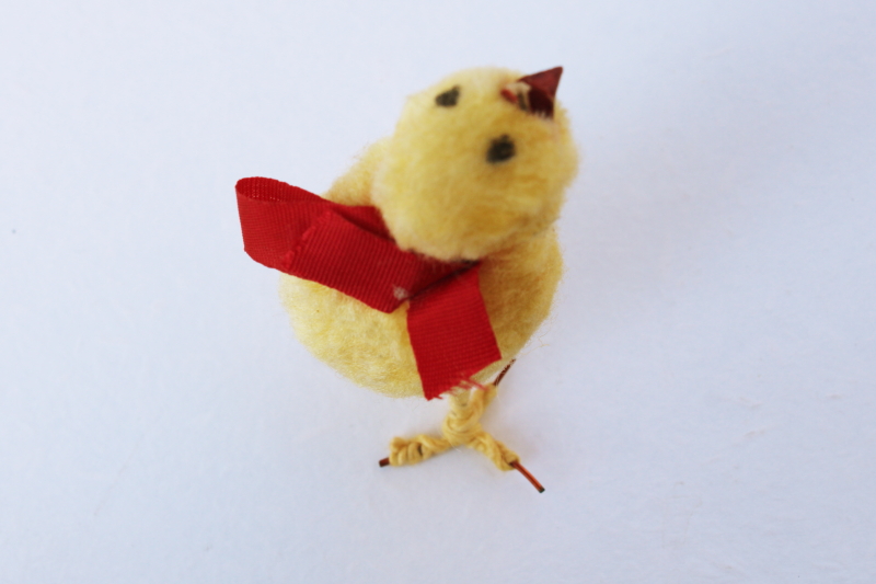 vintage spun cotton yellow chick Easter decoration, basket filler or ornament