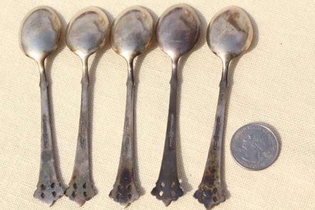 vintage sterling silver demitasse spoons w/ guilloche enamel, marked Norway