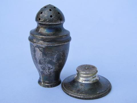 vintage sterling silver salt and pepper shakers, old WSH mark S&P