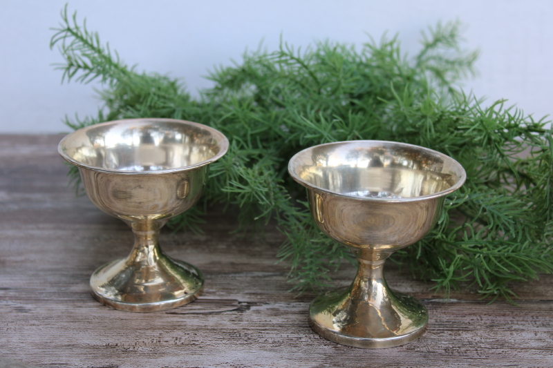 vintage sterling silver sherbet cups, goblet shape dessert dishes or candle holders