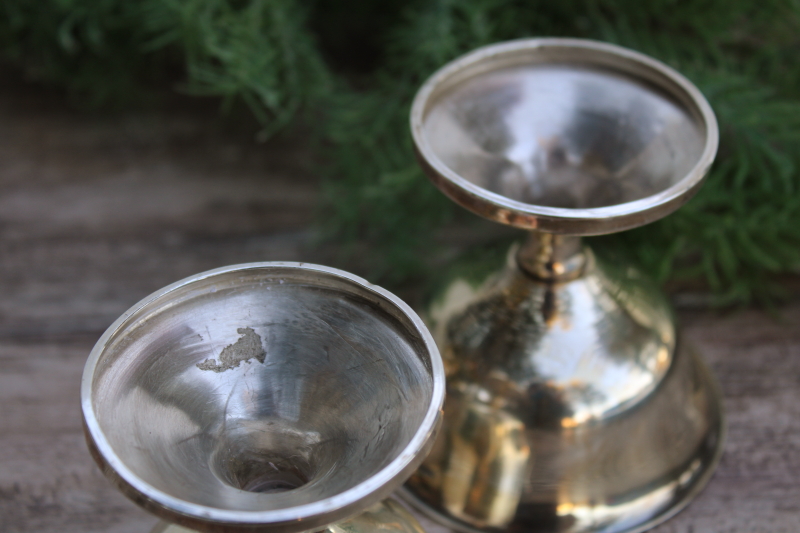 vintage sterling silver sherbet cups, goblet shape dessert dishes or candle holders