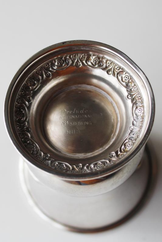 vintage sterling silver toothpick holder vase, Prelude International Silver