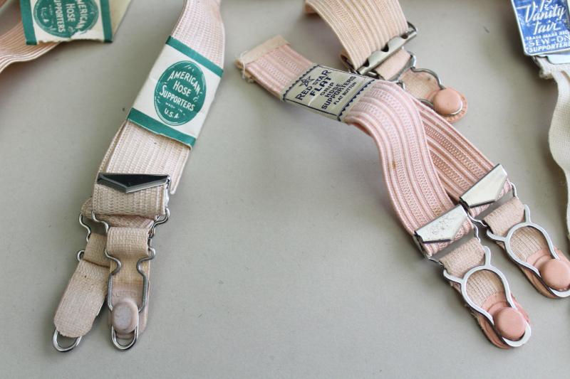 vintage stocking garters w/ tags, lingerie sewing notions for garter belt or panty girdle