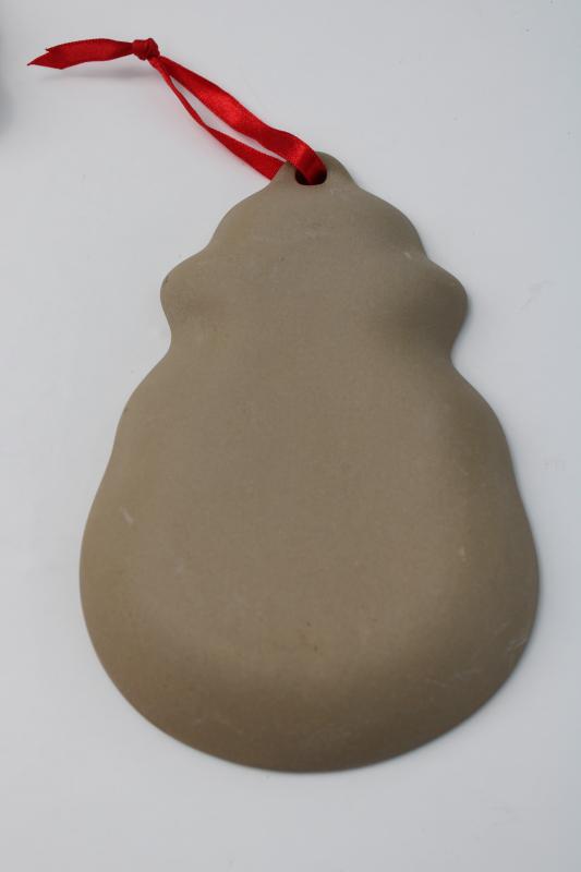 vintage stoneware cookie mold, winter holiday snowman for Christmas crafts or cookies