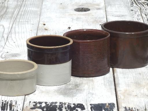 vintage stoneware crocks, preserves & butter crock lot for spoon jars