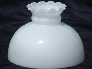 vintage student lamp shade, white milk glass lampshade for old chimney lamp