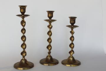 Large Vintage brass candle holders set 60s