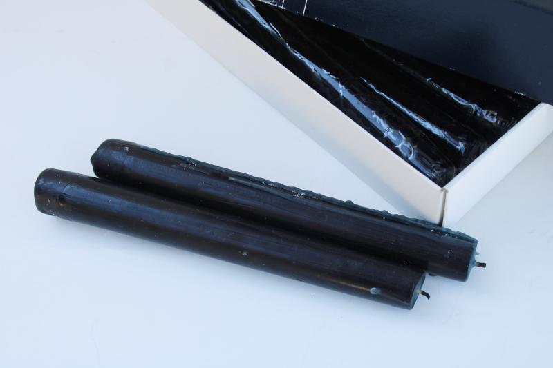 vintage taper candles, ALL BLACK not color dipped wax, tall candles for candlesticks