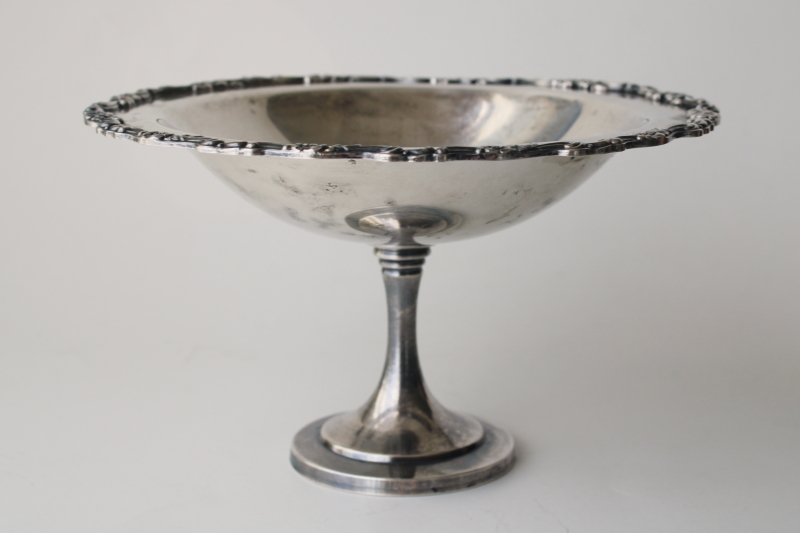 vintage tarnished silver plate tazza or compote, Oneida Royal Provincial pedestal dish