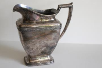 vintage tarnished silver water pitcher, Anniversary pattern Rogers / International