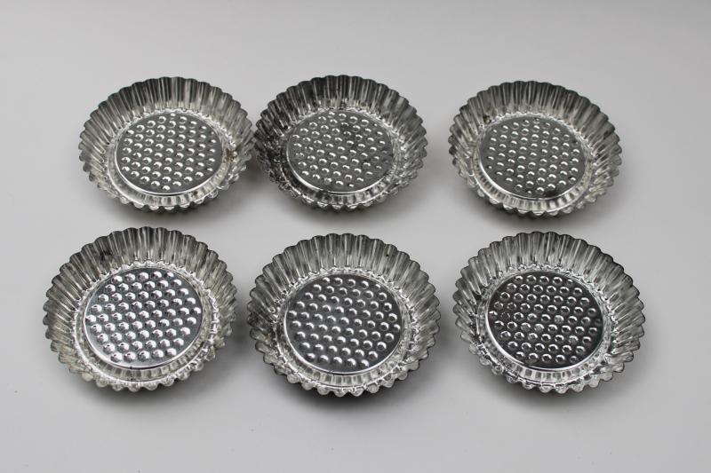 vintage tartlet pans, set of six fluted baking tins pastry molds