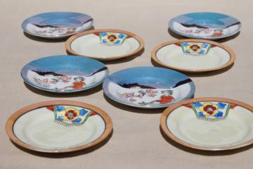 vintage tea party china doll dishes, little hand painted porcelain plates