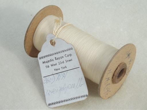 vintage thread spools lot, fine silky sewing thread & heavy shiny cord