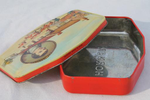 vintage toffee tin w/ scene of Robert Burns cottage, litho print tin from English sweets