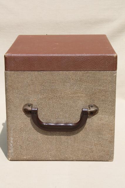 vintage travel case, record box suitcase, folding portable shelves display shelf