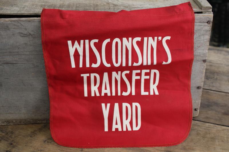vintage truck haul large load sign safety flag red cotton Wisconsin's Transfer Yard