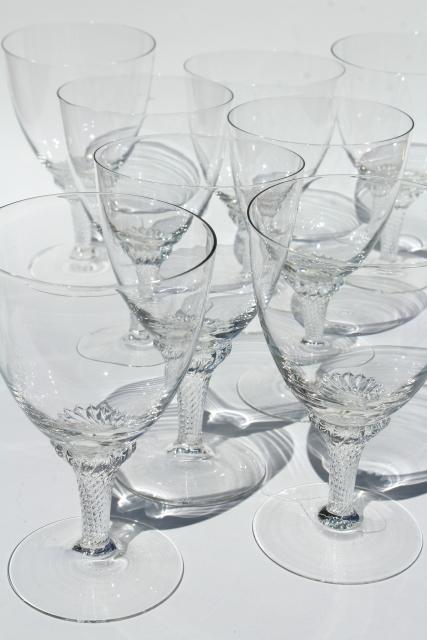 vintage twist stem water glasses, crystal clear glass goblets, Lisa pattern