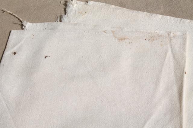 vintage unbleached cotton feed sacks lot, primitive old flour sacks / grain bags