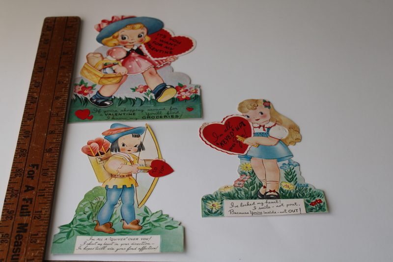vintage valentine lot, motion valentines 1940s greeting cards retro graphics!