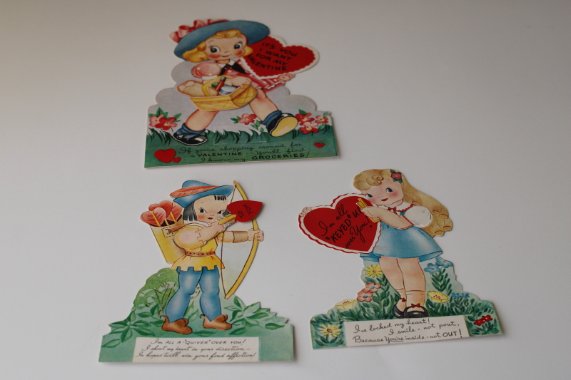 vintage valentine lot, motion valentines 1940s greeting cards retro graphics!