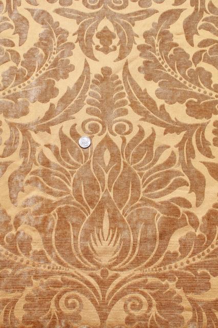 vintage velvet brocade decorating / upholstery fabric, honey gold, amber yellow