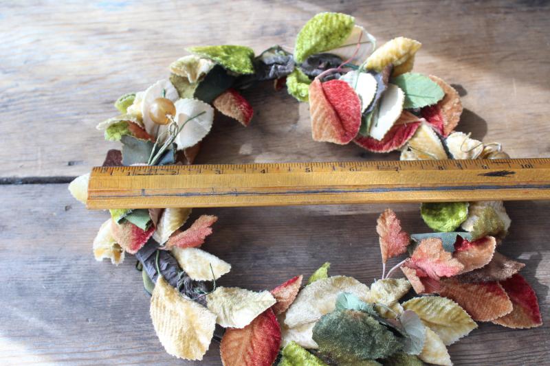 vintage velvet leaves in autumn colors, for corsage, hat trims, wreaths, decor crafts
