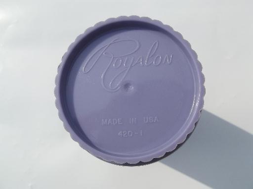 vintage violet purple melmac, retro Royalon melamine plastic tumblers