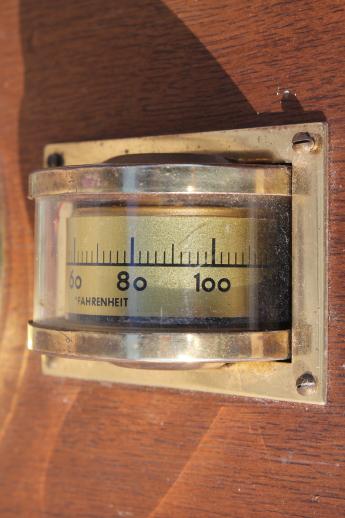 vintage wall barometer weather station w/ brass instruments, West Germany 