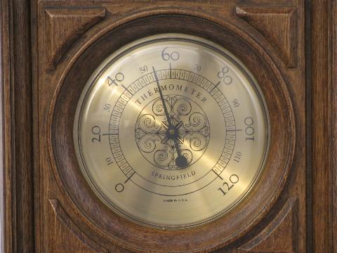 vintage weather gauges, Springfield barometer, thermometer, hygrometer