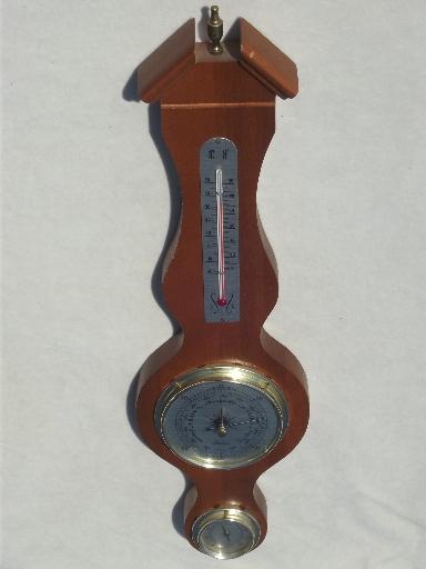 vintage weather station, working barometer, themometer, hygrometer