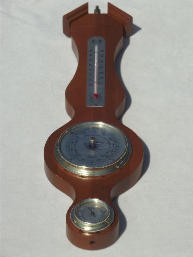 vintage weather station, working barometer, themometer, hygrometer