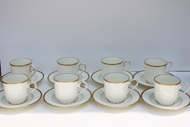 vintage wedding band china, ivory w/ gold Noritake Troy pattern cups & saucers