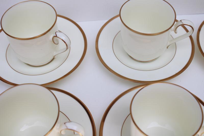 vintage wedding band china, ivory w/ gold Noritake Troy pattern cups & saucers