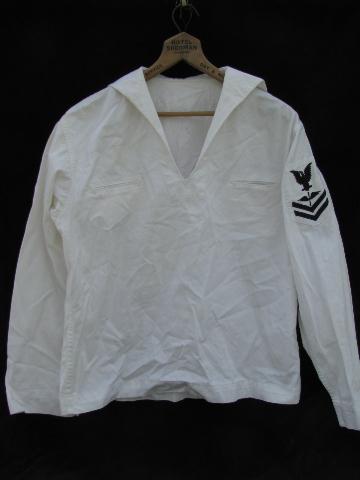 vintage white USN Aviation Machinist's Mate uniform w/crow patch