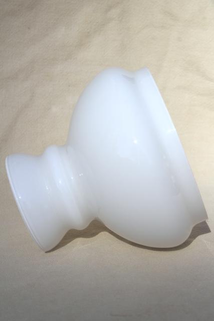 vintage white cased glass lampshade, small shade for student lamp or desk light