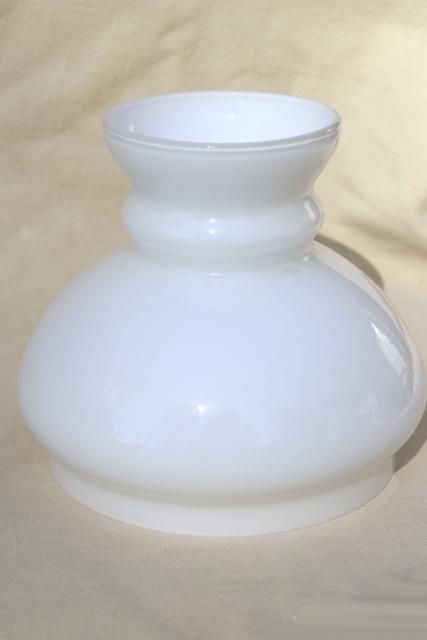vintage white cased glass lampshade, small shade for student lamp or desk light