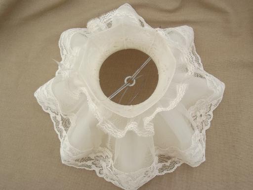 vintage white china wash set lamp, country cottage chic boudoir lamp w/ lace shade