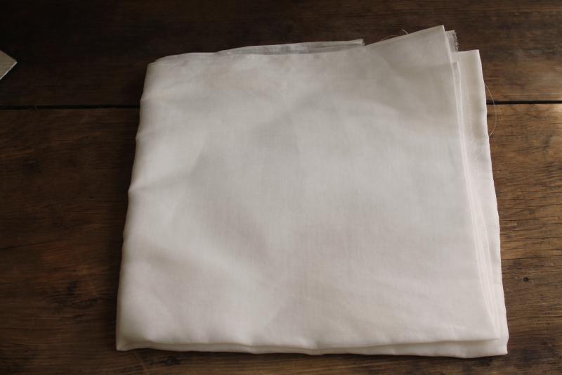 vintage white cotton organdy fabric, light weight sheer crisp sewing material