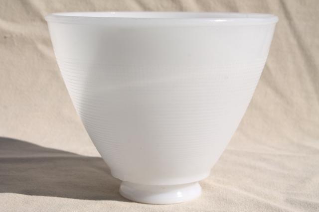 vintage white glass diffuser replacement shade, reflector lampshade waffle milk glass
