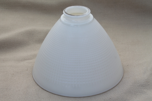 vintage white glass diffuser shade, lamp shade reflector waffle milk glass 