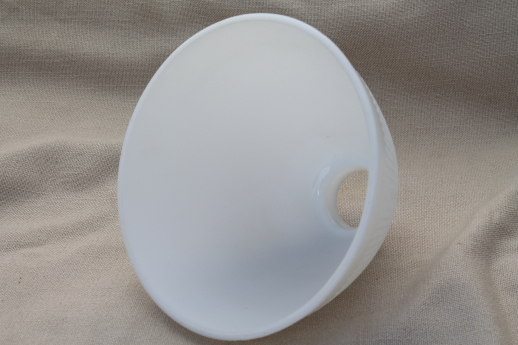 vintage white glass diffuser shade, lamp shade reflector waffle milk glass 