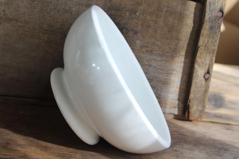 vintage white ironstone china cranberry bowl, footed shape serving dish
