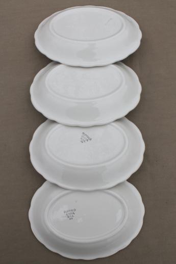 vintage white ironstone oval plates, Buffalo china restaurantware platter plates set