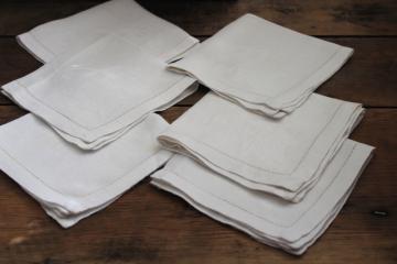 vintage white linen damask luncheon napkins set of 8, smooth crisp pure linen fabric