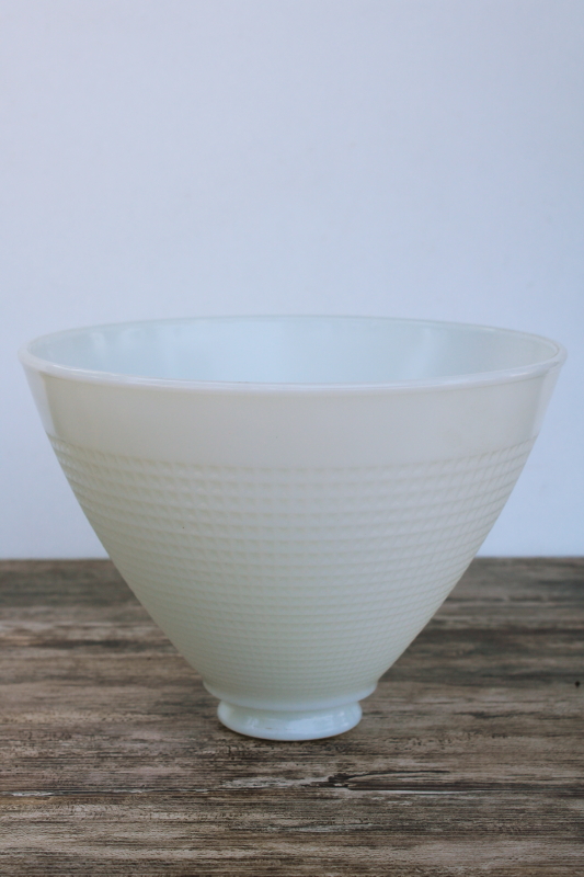 vintage white milk glass diffuser shade, waffle pattern reflector or torchiere for Rembrandt Stiffel lamp