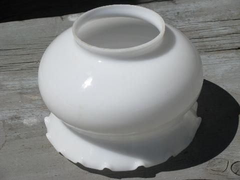 vintage white milk glass lamp chimney shade, old replacement part