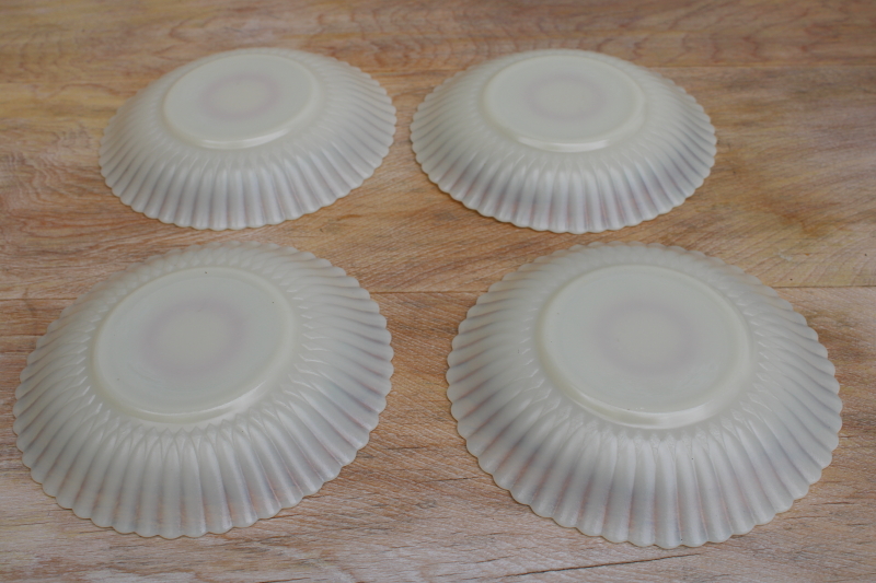 vintage white opalescent depression glass Monax petalware primary band painted saucer plates