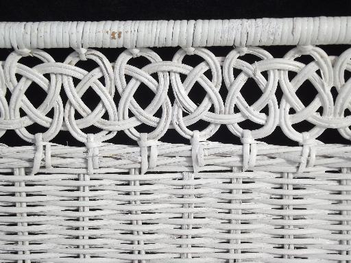 vintage white wicker shelves, wall mount shelf for bed or bathroom